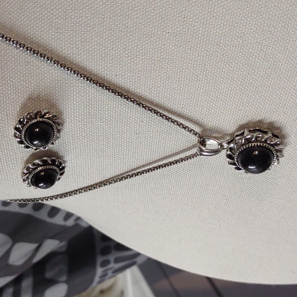 Spiral Cabochon Necklace and Earrings Set Popcorn Chain - Picture 2 of 6